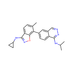 Cc1ccc2c(NC3CC3)noc2c1-c1ccc2c(NC(C)C)nncc2c1 ZINC000040953053