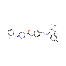 Cc1ccc2c(NCc3ccc(NC(=O)C4CCN(Cc5cc(F)ccc5F)CC4)cc3)nc(N(C)C)nc2c1 ZINC000145950057