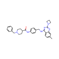 Cc1ccc2c(NCc3ccc(NC(=O)C4CCN(Cc5ccccc5)CC4)cc3)nc(N3CCC3)nc2c1 ZINC000045245350