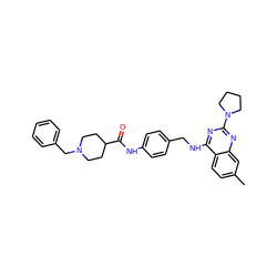 Cc1ccc2c(NCc3ccc(NC(=O)C4CCN(Cc5ccccc5)CC4)cc3)nc(N3CCCC3)nc2c1 ZINC000045253726