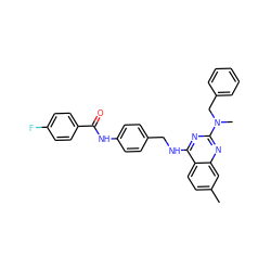 Cc1ccc2c(NCc3ccc(NC(=O)c4ccc(F)cc4)cc3)nc(N(C)Cc3ccccc3)nc2c1 ZINC000145404153