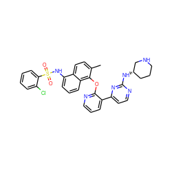 Cc1ccc2c(NS(=O)(=O)c3ccccc3Cl)cccc2c1Oc1ncccc1-c1ccnc(N[C@H]2CCCNC2)n1 ZINC000261508838