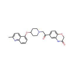 Cc1ccc2c(OC3CCN(CC(=O)c4ccc5c(c4)NC(=O)CO5)CC3)cccc2n1 ZINC000084811006