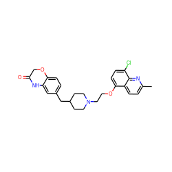 Cc1ccc2c(OCCN3CCC(Cc4ccc5c(c4)NC(=O)CO5)CC3)ccc(Cl)c2n1 ZINC000028887180