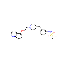 Cc1ccc2c(OCCN3CCC(Cc4cccc(NS(=O)(=O)C(C)C)c4)CC3)cccc2n1 ZINC000034379109