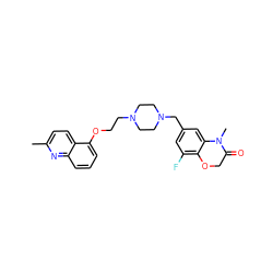 Cc1ccc2c(OCCN3CCN(Cc4cc(F)c5c(c4)N(C)C(=O)CO5)CC3)cccc2n1 ZINC000028954305