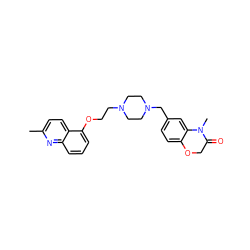 Cc1ccc2c(OCCN3CCN(Cc4ccc5c(c4)N(C)C(=O)CO5)CC3)cccc2n1 ZINC000028954158