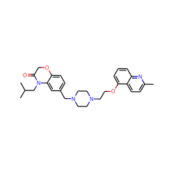 Cc1ccc2c(OCCN3CCN(Cc4ccc5c(c4)N(CC(C)C)C(=O)CO5)CC3)cccc2n1 ZINC000028954166