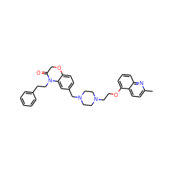 Cc1ccc2c(OCCN3CCN(Cc4ccc5c(c4)N(CCc4ccccc4)C(=O)CO5)CC3)cccc2n1 ZINC000028954182