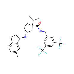 Cc1ccc2c(c1)[C@H](N[C@@H]1CC[C@@](C(=O)NCc3cc(C(F)(F)F)cc(C(F)(F)F)c3)(C(C)C)C1)CC2 ZINC000096284308