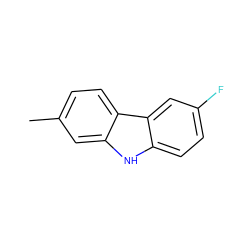 Cc1ccc2c(c1)[nH]c1ccc(F)cc12 ZINC000053313417