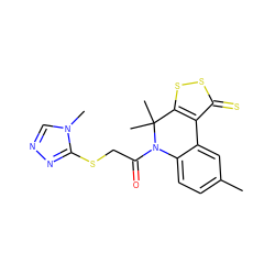 Cc1ccc2c(c1)-c1c(ssc1=S)C(C)(C)N2C(=O)CSc1nncn1C ZINC000001818643