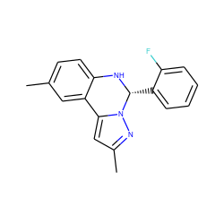 Cc1ccc2c(c1)-c1cc(C)nn1[C@@H](c1ccccc1F)N2 ZINC000000817730