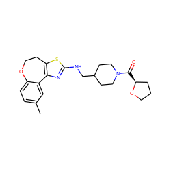 Cc1ccc2c(c1)-c1nc(NCC3CCN(C(=O)[C@H]4CCCO4)CC3)sc1CCO2 ZINC000026493624