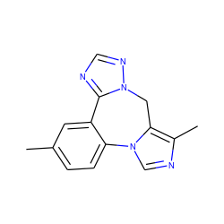 Cc1ccc2c(c1)-c1ncnn1Cc1c(C)ncn1-2 ZINC000049013875