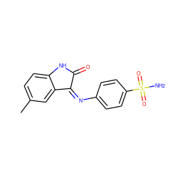 Cc1ccc2c(c1)C(=Nc1ccc(S(N)(=O)=O)cc1)C(=O)N2 ZINC000653737732