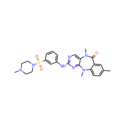 Cc1ccc2c(c1)C(=O)N(C)c1cnc(Nc3cccc(S(=O)(=O)N4CCN(C)CC4)c3)nc1N2C ZINC001772607353