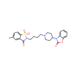 Cc1ccc2c(c1)C(=O)N(CCCCN1CCC(n3c(=O)oc4ccccc43)CC1)S2(=O)=O ZINC000026494163