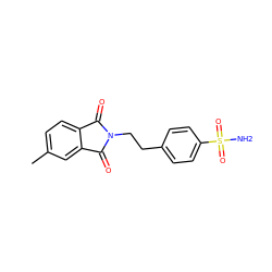 Cc1ccc2c(c1)C(=O)N(CCc1ccc(S(N)(=O)=O)cc1)C2=O ZINC001772604174