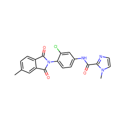 Cc1ccc2c(c1)C(=O)N(c1ccc(NC(=O)c3nccn3C)cc1Cl)C2=O ZINC000653691051