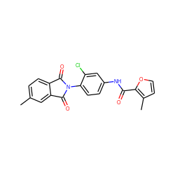 Cc1ccc2c(c1)C(=O)N(c1ccc(NC(=O)c3occc3C)cc1Cl)C2=O ZINC000473158393