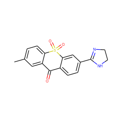 Cc1ccc2c(c1)C(=O)c1ccc(C3=NCCN3)cc1S2(=O)=O ZINC000013755804