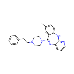 Cc1ccc2c(c1)C(N1CCN(CCc3ccccc3)CC1)=Nc1cccnc1N2 ZINC000013492081