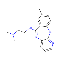 Cc1ccc2c(c1)C(NCCN(C)C)=Nc1cccnc1N2 ZINC000013492099