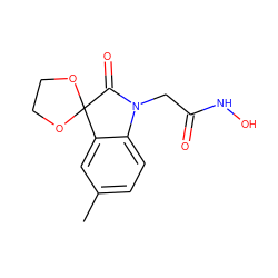 Cc1ccc2c(c1)C1(OCCO1)C(=O)N2CC(=O)NO ZINC000096258386