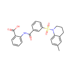 Cc1ccc2c(c1)CCCN2S(=O)(=O)c1cccc(C(=O)Nc2ccccc2C(=O)O)c1 ZINC000001115799