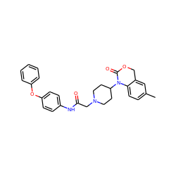 Cc1ccc2c(c1)COC(=O)N2C1CCN(CC(=O)Nc2ccc(Oc3ccccc3)cc2)CC1 ZINC000013612701