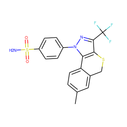 Cc1ccc2c(c1)CSc1c(C(F)(F)F)nn(-c3ccc(S(N)(=O)=O)cc3)c1-2 ZINC000026672692