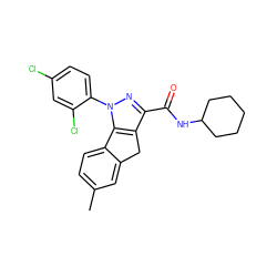 Cc1ccc2c(c1)Cc1c(C(=O)NC3CCCCC3)nn(-c3ccc(Cl)cc3Cl)c1-2 ZINC000013831250