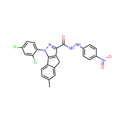 Cc1ccc2c(c1)Cc1c(C(=O)NNc3ccc([N+](=O)[O-])cc3)nn(-c3ccc(Cl)cc3Cl)c1-2 ZINC000035075500