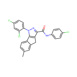 Cc1ccc2c(c1)Cc1c(C(=O)Nc3ccc(Cl)cc3)nn(-c3ccc(Cl)cc3Cl)c1-2 ZINC000035075496