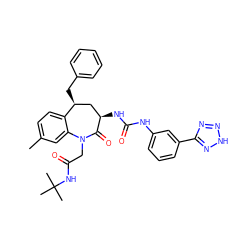 Cc1ccc2c(c1)N(CC(=O)NC(C)(C)C)C(=O)[C@H](NC(=O)Nc1cccc(-c3nn[nH]n3)c1)C[C@@H]2Cc1ccccc1 ZINC000029568384