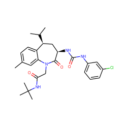 Cc1ccc2c(c1)N(CC(=O)NC(C)(C)C)C(=O)[C@H](NC(=O)Nc1cccc(Cl)c1)C[C@@H]2C(C)C ZINC000013739687