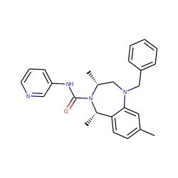 Cc1ccc2c(c1)N(Cc1ccccc1)C[C@@H](C)N(C(=O)Nc1cccnc1)[C@H]2C ZINC001772654550