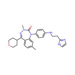 Cc1ccc2c(c1)N(c1ccc(NCCc3ncc[nH]3)cc1)C(=O)N(C)N=C2C1CCOCC1 ZINC000028711954