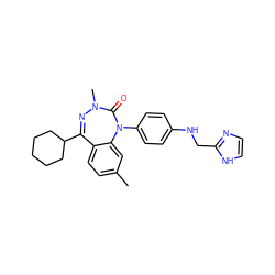 Cc1ccc2c(c1)N(c1ccc(NCc3ncc[nH]3)cc1)C(=O)N(C)N=C2C1CCCCC1 ZINC000028711898