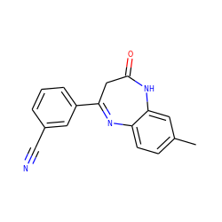 Cc1ccc2c(c1)NC(=O)CC(c1cccc(C#N)c1)=N2 ZINC000101095290