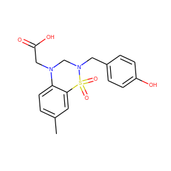 Cc1ccc2c(c1)S(=O)(=O)N(Cc1ccc(O)cc1)CN2CC(=O)O ZINC000653851025