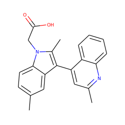 Cc1ccc2c(c1)c(-c1cc(C)nc3ccccc13)c(C)n2CC(=O)O ZINC000036127007