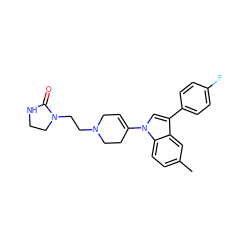 Cc1ccc2c(c1)c(-c1ccc(F)cc1)cn2C1=CCN(CCN2CCNC2=O)CC1 ZINC000013731253