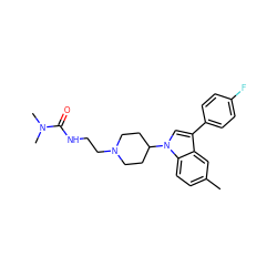 Cc1ccc2c(c1)c(-c1ccc(F)cc1)cn2C1CCN(CCNC(=O)N(C)C)CC1 ZINC000013731250