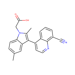 Cc1ccc2c(c1)c(-c1ccnc3c(C#N)cccc13)c(C)n2CC(=O)O ZINC000036127012