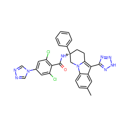 Cc1ccc2c(c1)c(-c1nn[nH]n1)c1n2C[C@@](NC(=O)c2c(Cl)cc(-n3cnnc3)cc2Cl)(c2ccccc2)CC1 ZINC000473153369