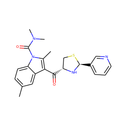 Cc1ccc2c(c1)c(C(=O)[C@@H]1CS[C@@H](c3cccnc3)N1)c(C)n2C(=O)N(C)C ZINC000013737528