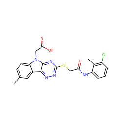 Cc1ccc2c(c1)c1nnc(SCC(=O)Nc3cccc(Cl)c3C)nc1n2CC(=O)O ZINC000001331107