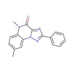 Cc1ccc2c(c1)n1nc(-c3ccccc3)nc1c(=O)n2C ZINC000013677410